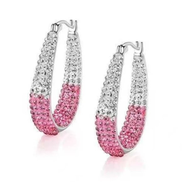 Petal Pink Ombre' Crystal Earrings - Picture 2 of 2